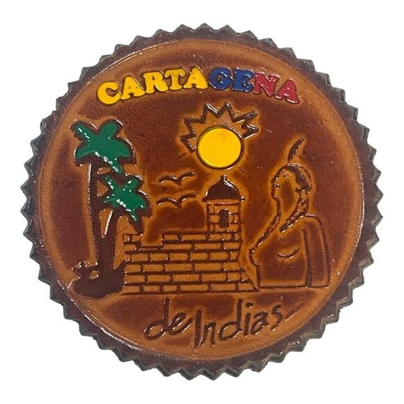 Columbia Handcrafted Leather Coasters Set Of 6 WIth Holder Colombian Souvenirs - Picture 7 of 16